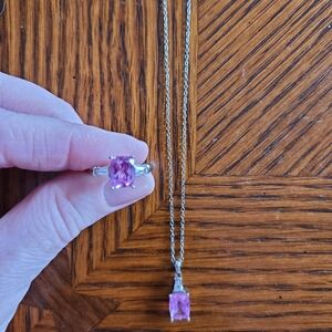 Elegant Pink Stone Jewelry Set